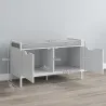 Banco Zapatero para Entrada Recibidor con Asiento Cojín Extraíble para 4 Pares de Zapatos 84x35x50 cm Blanco - Ogal.Es