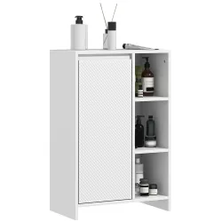 Armario de Baño con Estantes Abiertos Puerta y Estante Ajustable Antivuelco para Salón Dormitorio 53x30x80 cm Bl... - Ogal.Es