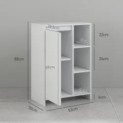 Armario de Baño con Estantes Abiertos Puerta y Estante Ajustable Antivuelco para Salón Dormitorio 53x30x80 cm Bl... - Ogal.Es