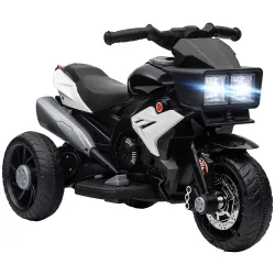 Moto Eléctrica Infantil con Luces Bocina Música Neumáticos Anchos Moto para Niños con Velocidad 3 km/h Negro - Ogal.Es