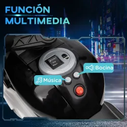Moto Eléctrica Infantil con Luces Bocina Música Neumáticos Anchos Moto para Niños con Velocidad 3 km/h Negro - Ogal.Es