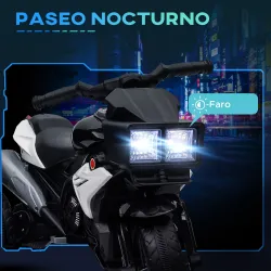 Moto Eléctrica Infantil con Luces Bocina Música Neumáticos Anchos Moto para Niños con Velocidad 3 km/h Negro - Ogal.Es