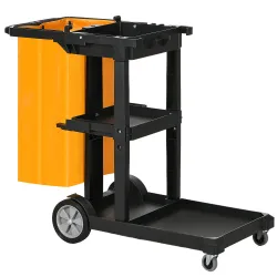 Carro de Limpieza con Bolsa con Ruedas y 3 Estantes Carro para Limpieza para Hotel 121x50,5x96,5 cm Negro y Amar... - Ogal.Es