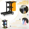 Carro de Limpieza con Bolsa con Ruedas y 3 Estantes Carro para Limpieza para Hotel 121x50,5x96,5 cm Negro y Amar... - Ogal.Es