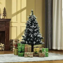 Árbol de Navidad Artificial 120 cm con 222 Ramas 28 Decoraciones Soporte de Acero Base Plegable y Desmontable Verde - Ogal.Es