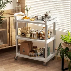 Carrito de Cocina de 3 Niveles Carrito de Almacenamiento de Aluminio Carga 105 kg para Comedor Sala 88x44x93 cm ... - Ogal.Es