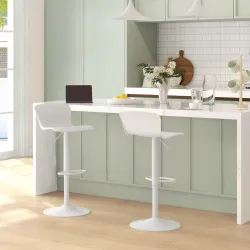 Conjunto de 2 Taburetes Altos de Cocina Giratorios con Respaldo y Altura Ajustable Carga 120 kg para Bar Salón B... - Ogal.Es