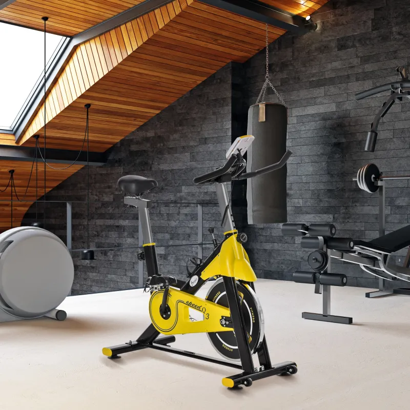 Bici Estática Bicicleta de Fitness con Resistencia Regulable Pantalla LCD Ruedas Manillar y Asiento Ajustable Am... - Ogal.Es