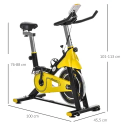 Bici Estática Bicicleta de Fitness con Resistencia Regulable Pantalla LCD Ruedas Manillar y Asiento Ajustable Am... - Ogal.Es