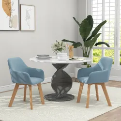 Juego de 2 Sillas de Comedor Modernas Tapizadas en Terciopelo con Patas de Madera para Salón 54x57x80 cm Azul - Ogal.Es