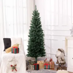 Árbol de Navidad Tipo Lápiz 183 cm con Base Plegable y 479 Ramas para Dormitorio Oficina Verde - Ogal.Es