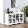 Aparador de Cocina Moderno Mueble Auxiliar con 2 Puertas Corredizas de Vidrio y Estante Ajustable 107x33x62,5 cm... - Ogal.Es