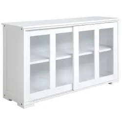 Aparador de Cocina Moderno Mueble Auxiliar con 2 Puertas Corredizas de Vidrio y Estante Ajustable 107x33x62,5 cm... - Ogal.Es