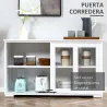 Aparador de Cocina Moderno Mueble Auxiliar con 2 Puertas Corredizas de Vidrio y Estante Ajustable 107x33x62,5 cm... - Ogal.Es