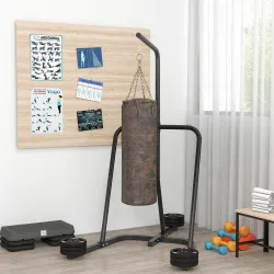 Soporte para Sacos de Boxeo con Marco de Acero Carga de 60 kg para Entrenamiento en Gimnasio Hogar Negro - Ogal.Es