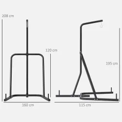 Soporte para Sacos de Boxeo con Marco de Acero Carga de 60 kg para Entrenamiento en Gimnasio Hogar Negro - Ogal.Es