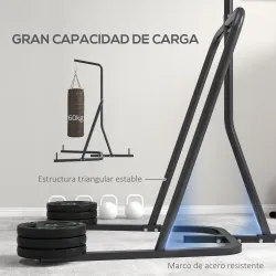 Soporte para Sacos de Boxeo con Marco de Acero Carga de 60 kg para Entrenamiento en Gimnasio Hogar Negro - Ogal.Es