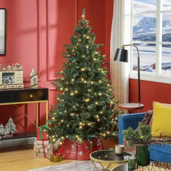 Árbol de Navidad Artificial 180 cm con 310 Luces LED 872 Ramas y Patas de Metal Árbol Navideño para Interior Verde - Ogal.Es