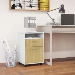 Cajonera de Oficina Móvil con Cajón y Armario con Ruedas Soporte de Impresora para Estudio 40x35x60 cm Blanco y ... - Ogal.Es