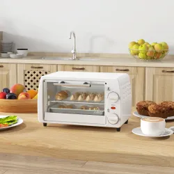 Horno Eléctrico Sobremesa 10L 750W Horno Eléctrico Pequeño Temperatura 230 ℃ y Temporizador 36,5x26x22 cm Blanco - Ogal.Es