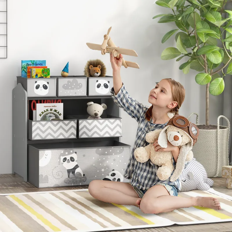Organizador de Juguetes para Niños Estantería para Juguetes con 6 Cajas de Tela no Tejida Extraíbles 63x30x66 cm... - Ogal.Es