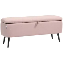 Banco de Almacenamiento con Tapa Abatible y Patas de Acero para Dormitorio Salón Entrada 101x38,5x44,5cm Rosa - Ogal.Es