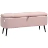 Banco de Almacenamiento con Tapa Abatible y Patas de Acero para Dormitorio Salón Entrada 101x38,5x44,5cm Rosa - Ogal.Es