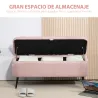 Banco de Almacenamiento con Tapa Abatible y Patas de Acero para Dormitorio Salón Entrada 101x38,5x44,5cm Rosa - Ogal.Es