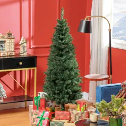 Árbol de Navidad Tipo Lápiz 150 cm con Base Plegable y 317 Ramas para Dormitorio Oficina Verde - Ogal.Es