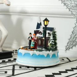 Pueblo Navideño con Luces LED Coro Giratorio Música para Decoración Navidad en Salón Dormitorio Multicolor - Ogal.Es