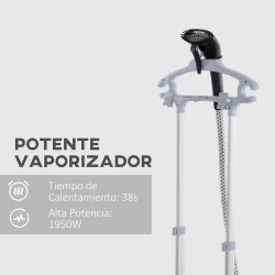 Plancha de Vapor Vertical 1950W 2 L con Temperatura Ajustable en 11 Niveles y Barra Telescópica Negro - Ogal.Es