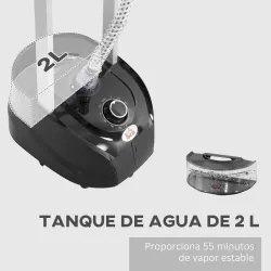 Plancha de Vapor Vertical 1950W 2 L con Temperatura Ajustable en 11 Niveles y Barra Telescópica Negro - Ogal.Es