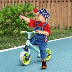 Bicicleta de Equilibrio para Niños de 18-48 Meses con Asiento Ajustable en Altura 66,5x34x47 cm Verde y Turquesa - Ogal.Es