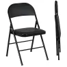 Juego de 2 Sillas Abatibles con Respaldo y Estructura de Acero para Oficina Estudio 45x46x78 cm Negro - Ogal.Es