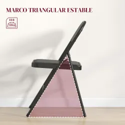 Juego de 2 Sillas Abatibles con Respaldo y Estructura de Acero para Oficina Estudio 45x46x78 cm Negro - Ogal.Es
