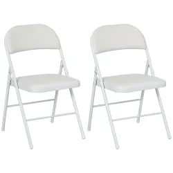 Juego de 2 Sillas Abatibles con Respaldo y Estructura de Acero para Oficina Estudio 45x46x78 cm Blanco - Ogal.Es