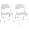 Juego de 2 Sillas Abatibles con Respaldo y Estructura de Acero para Oficina Estudio 45x46x78 cm Blanco - Ogal.Es