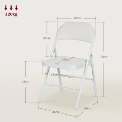 Juego de 2 Sillas Abatibles con Respaldo y Estructura de Acero para Oficina Estudio 45x46x78 cm Blanco - Ogal.Es