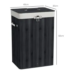 Cesto para la Ropa Sucia Plegable con Tapa Cubo para la Colada Rectangular con Asas 40x30x60 cm Negro - Ogal.Es