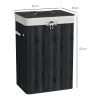 Cesto para la Ropa Sucia Plegable con Tapa Cubo para la Colada Rectangular con Asas 40x30x60 cm Negro - Ogal.Es