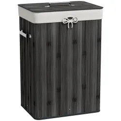 Cesto para la Ropa Sucia Plegable con Tapa Cubo para la Colada Rectangular con Asas 40x30x60 cm Gris Oscuro - Ogal.Es