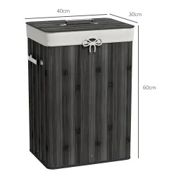 Cesto para la Ropa Sucia Plegable con Tapa Cubo para la Colada Rectangular con Asas 40x30x60 cm Gris Oscuro - Ogal.Es