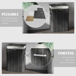 Cesto para la Ropa Sucia Plegable con Tapa Cubo para la Colada Rectangular con Asas 40x30x60 cm Gris Oscuro - Ogal.Es