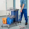 Carro de Limpieza con Bolsa de Basura Cubos de Fregar de 18L Escurridor de Prensa Estantes 111x63,3x103 cm Multi... - Ogal.Es