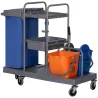 Carro de Limpieza con Bolsa de Basura Cubos de Fregar de 18L Escurridor de Prensa Estantes 111x63,3x103 cm Multi... - Ogal.Es