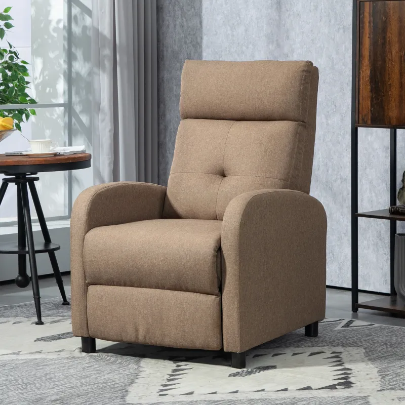 Sillón Reclinable Manual Sofá Individual con Reclinación hasta 155º Carga 150 kg Marrón - Ogal.Es