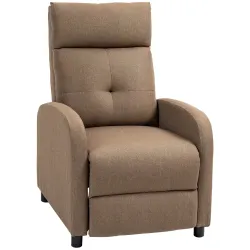 Sillón Reclinable Manual Sofá Individual con Reclinación hasta 155º Carga 150 kg Marrón - Ogal.Es