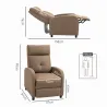 Sillón Reclinable Manual Sofá Individual con Reclinación hasta 155º Carga 150 kg Marrón - Ogal.Es