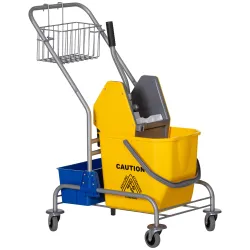 Carro de Limpieza con Cubos de Fregona de 25L Escurridor Cubeta y Estantes para Hotel Oficina 72x49,5x95 cm Amar... - Ogal.Es