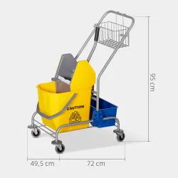 Carro de Limpieza con Cubos de Fregona de 25L Escurridor Cubeta y Estantes para Hotel Oficina 72x49,5x95 cm Amar... - Ogal.Es